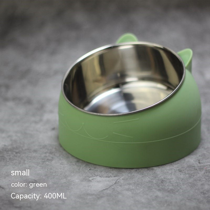 Ergonomic Elevated Pet Feeder: Tilted Stainless Steel Double Bowls for Dogs & Cats