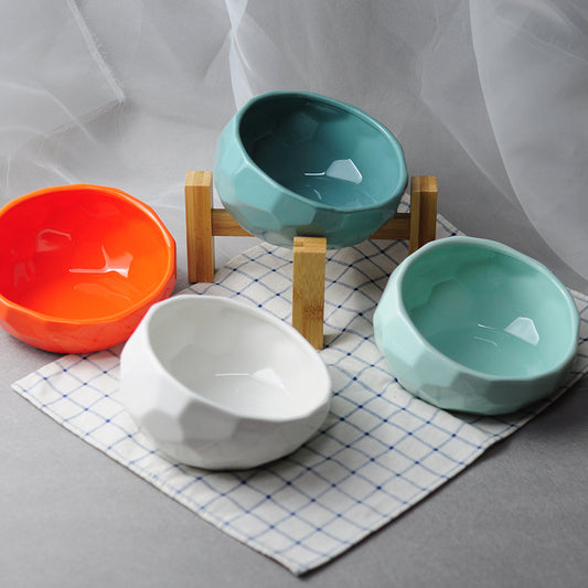 Modern Ceramic Tilted Pet Bowl for Cats & Dogs | Ergonomic & Stylish
