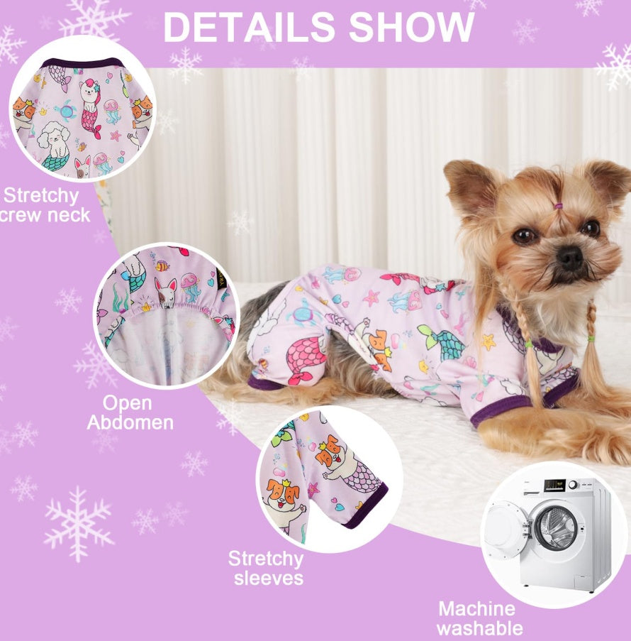 Mermaid Dog Pajamas | Lightweight & Stretchy PJs for Small Dogs