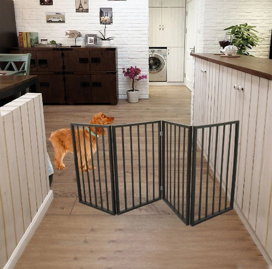 Freestanding Foldable Wooden Pet Gate | 73-Inch Extra Wide Barrier
