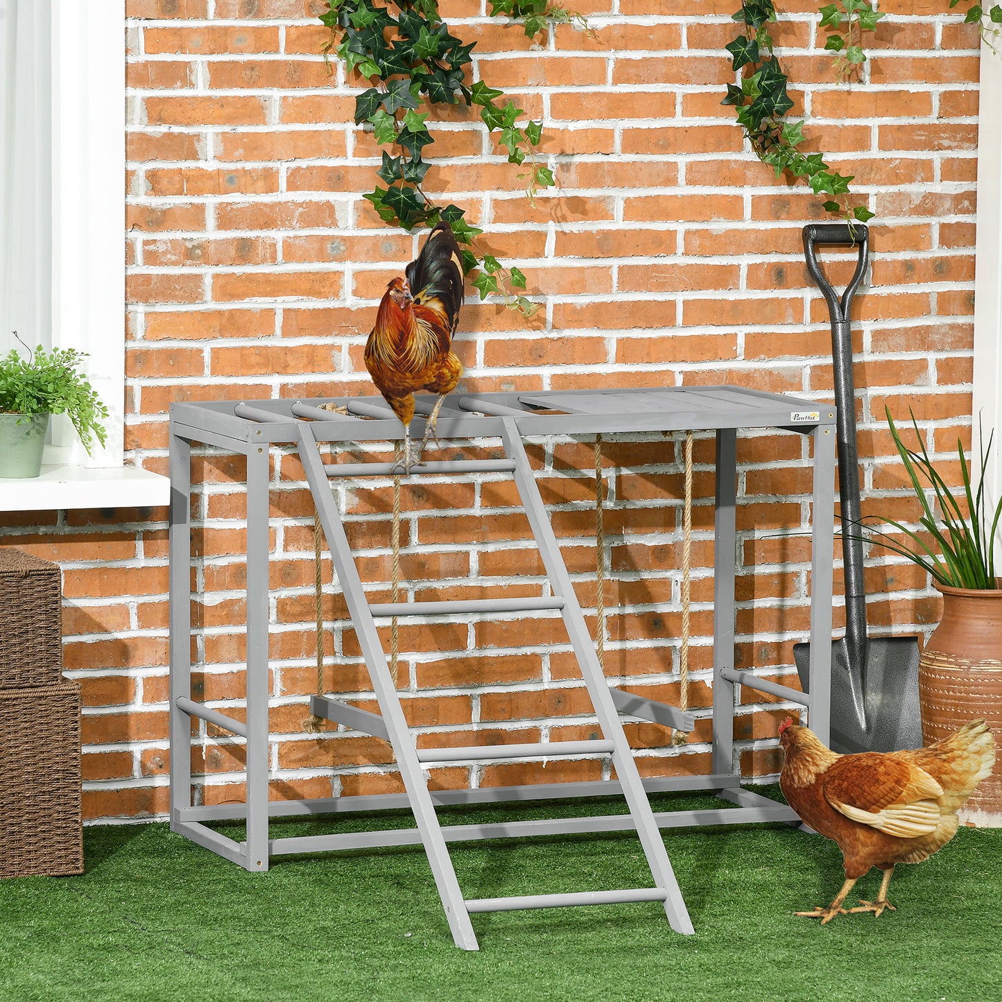 PawHut Wooden Chicken Playground | Activity Center with Swings & Perches