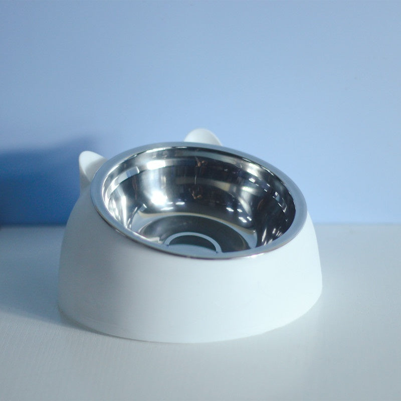 Ergonomic Elevated Pet Feeder: Tilted Stainless Steel Double Bowls for Dogs & Cats