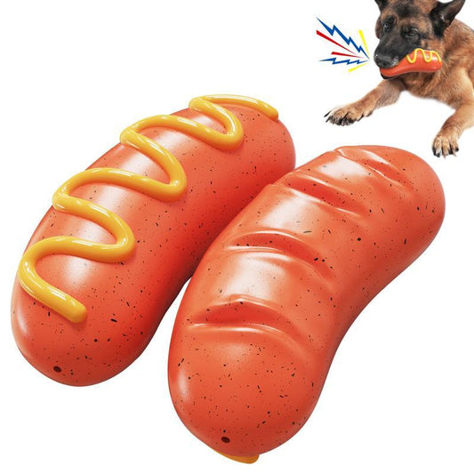 PPOKEl Indestructible Dog Chew Toy for Aggressive Chewers – Tough Rubber Squeaky Toy for Large Dogs, Orange