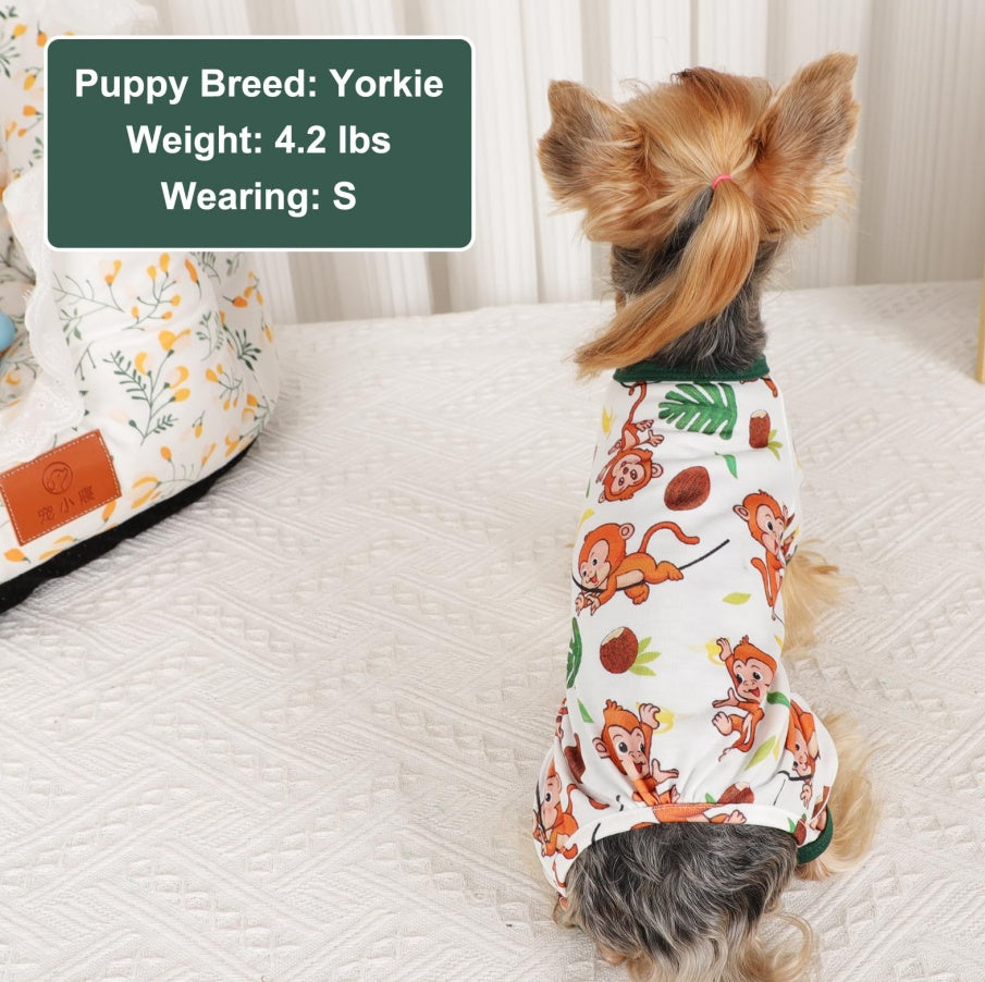 Monkey Dog Pajamas | Lightweight & Stretchy PJs for Small Dogs