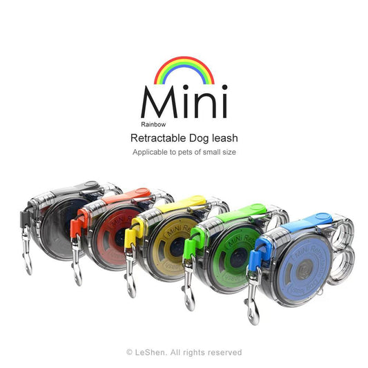 Rainbow Retractable Leash | Transparent & Reflective | For Small Dogs & Cats