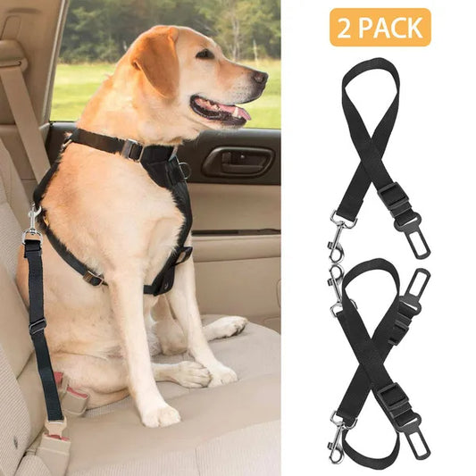 Adjustable Pet Seat Belt (2-Pack) | Tangle-Free Safety Leash for Dogs & Cats