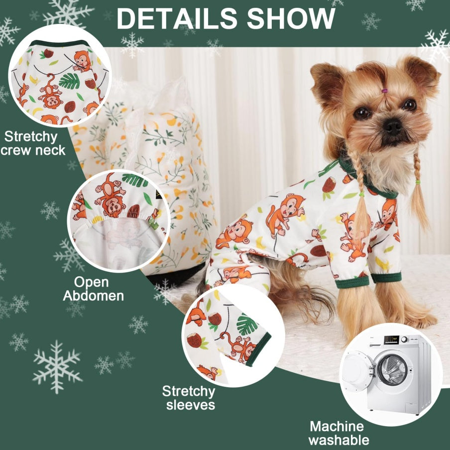 Monkey Dog Pajamas | Lightweight & Stretchy PJs for Small Dogs