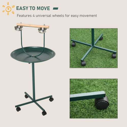 PawHut 48" Rolling Bird Perch | T-Stand for Training & Play