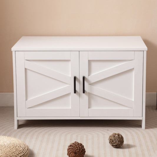 Modern Cat Litter Box Enclosure with Barn Door – Hidden Litter Box Furniture, Wooden Cat Washroom, End Table Style – Fits Most Litter Boxes, Greige