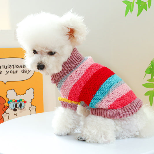 Multi-Stripe Knit Pet Sweater | Cozy Jumper for Small Dogs & Cats