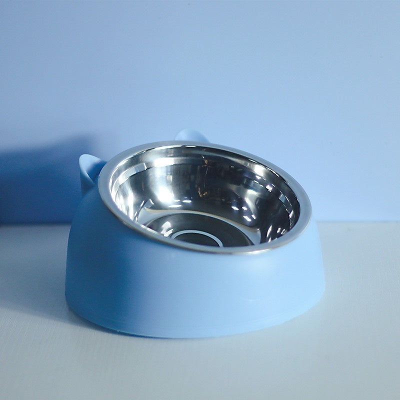 Ergonomic Elevated Pet Feeder: Tilted Stainless Steel Double Bowls for Dogs & Cats