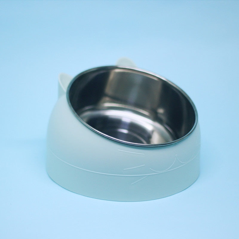 Ergonomic Elevated Pet Feeder: Tilted Stainless Steel Double Bowls for Dogs & Cats