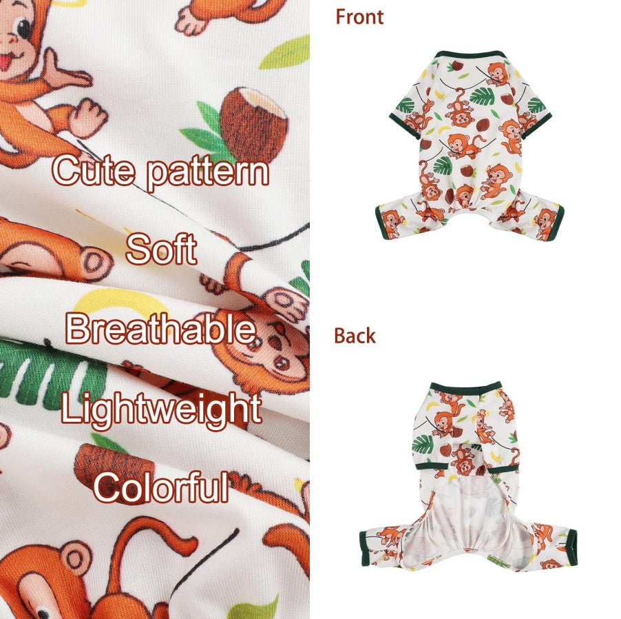 Monkey Dog Pajamas | Lightweight & Stretchy PJs for Small Dogs