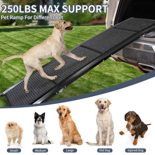 Pet Ramp for Car – 71" Long x 20" Wide, Foldable & Portable Dog Ramp with Non-Slip Surface, Extra Wide for Medium & Large Dogs up to 250 lbs