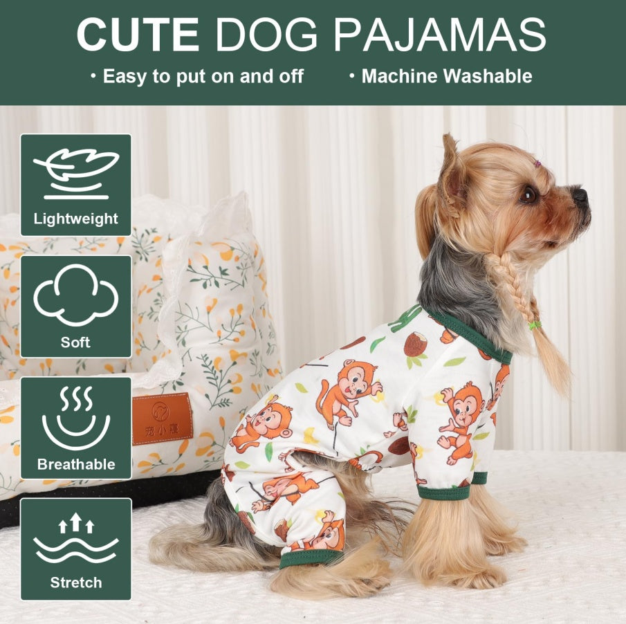 Monkey Dog Pajamas | Lightweight & Stretchy PJs for Small Dogs