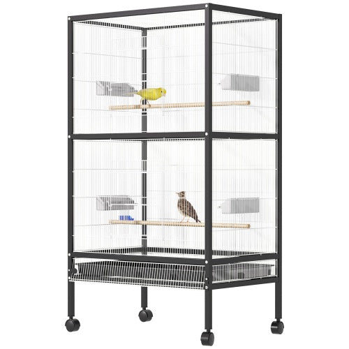 PawHut 54" Rolling Flight Cage | Large Aviary for Parakeets & Finches