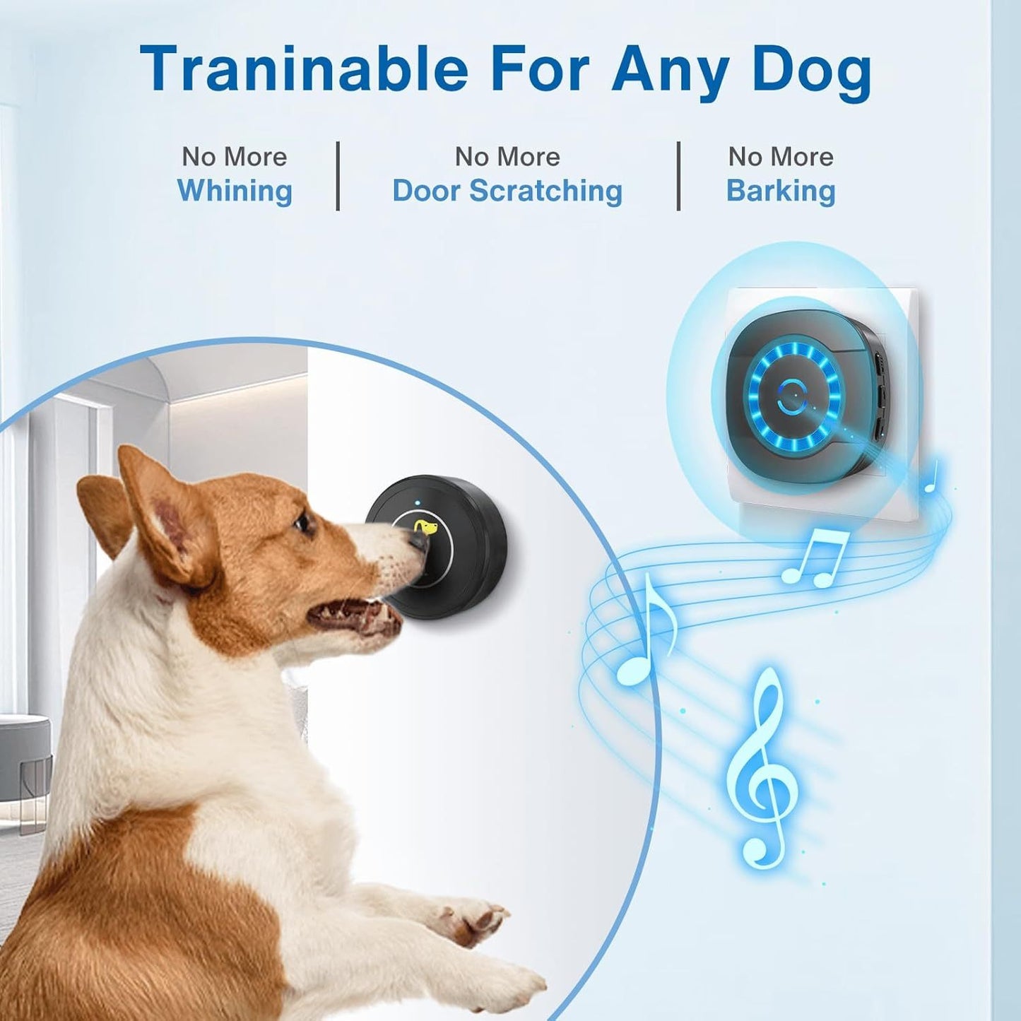 Wireless Dog Doorbell for Potty Training | Waterproof Touch Button with Adjustable Volume & Ringtones