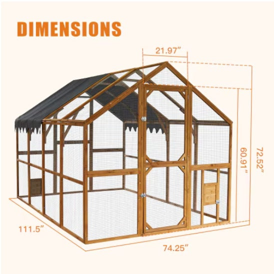 Walk-in Outdoor Catio & Chicken Run | Large Metal & Wood Pet Enclosure