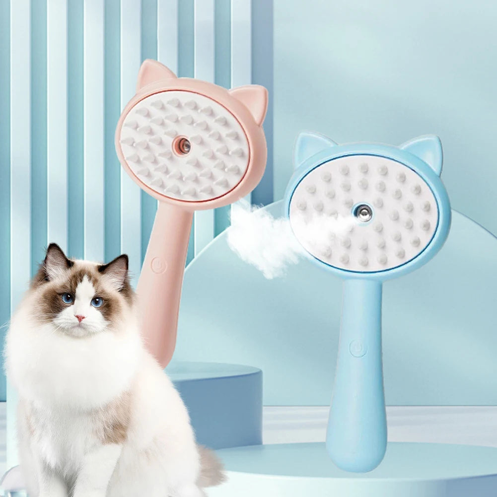 3-in-1 Steamy Pet Brush | Grooming, Massage & Cleaning Mist Combo