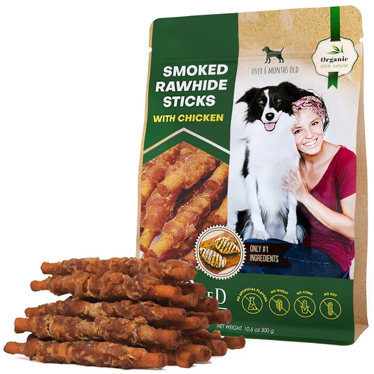 Beloved Pets Chicken-Wrapped Rawhide Twists | Long-Lasting Dental Chews