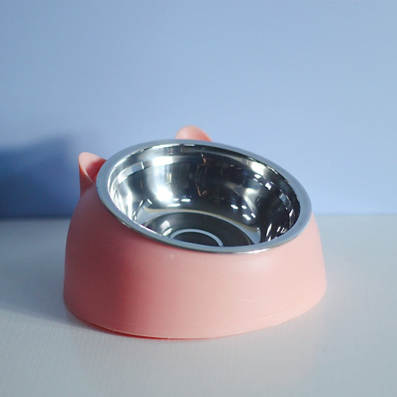 Ergonomic Elevated Pet Feeder: Tilted Stainless Steel Double Bowls for Dogs & Cats
