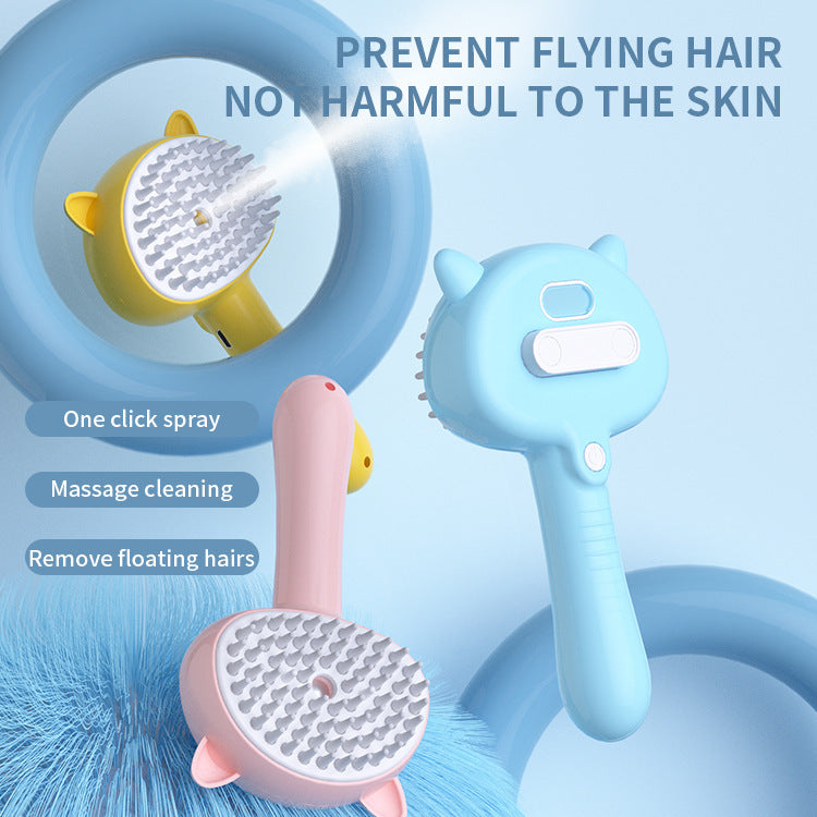 3-in-1 Steamy Pet Brush | Grooming, Massage & Cleaning Mist Combo